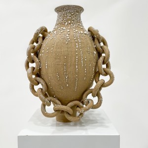 decorative vase with chains. made by Darina Palmire for Atelier Palmire